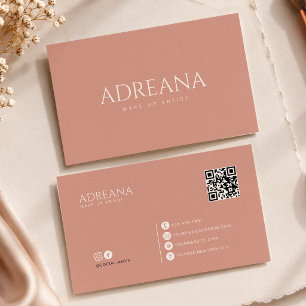 Minimalistische Elegante Stof Roze Roze QR-code Visitekaartje