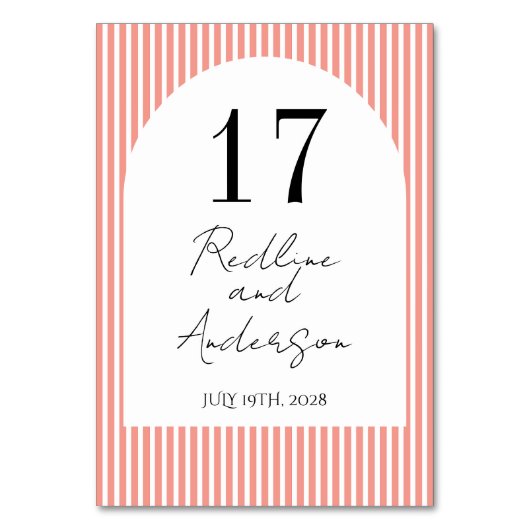 Minimalistische Elegante Tangerine Gestreept Kaart (Voorkant)