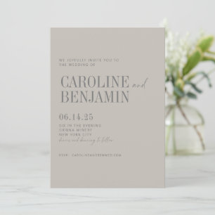 Minimalistische Elegante Taupe Grijze Script Trouw Kaart