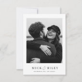 Minimalistische elegante tekst en foto bruiloft save the date (Voorkant)