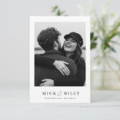 Minimalistische elegante tekst en foto bruiloft save the date (Staand voorkant)