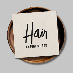Minimalistische elegante textuur Beige Bold Hair S Vierkante Visitekaartje