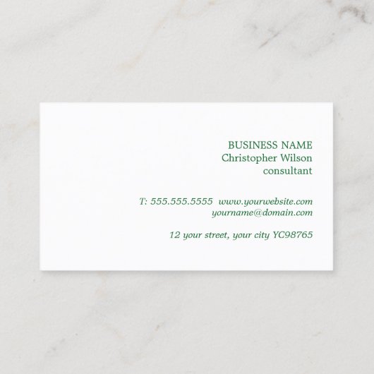 Minimalistische elegante textuur Beige Green Consu Visitekaartje (Achterkant)