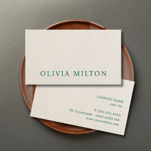 Minimalistische Elegante Textuur Beige Groen Krach Visitekaartje