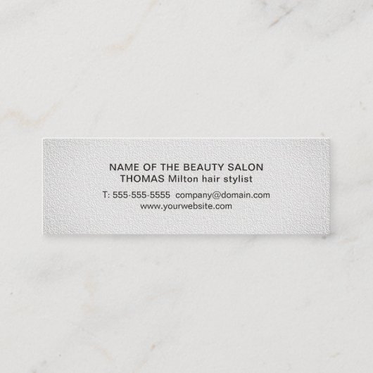 Minimalistische elegante textuur lichtgrijze haars mini visitekaartje (Achterkant)