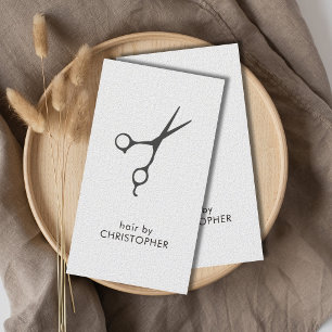 Minimalistische Elegante Textuur Wit Grijs Schaar  Visitekaartje