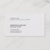 Minimalistische Elegante Textuur Witte Advocaat Visitekaartje (Voorkant)