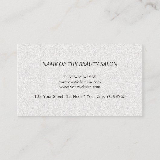 Minimalistische Elegante Textuur Witte Make-up Art Visitekaartje (Achterkant)