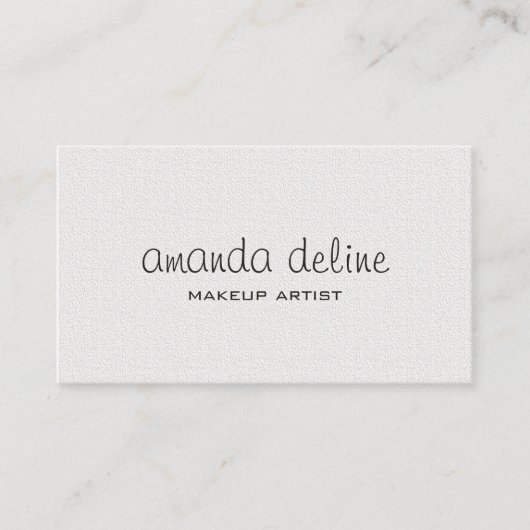 Minimalistische Elegante Textuur Witte Make-up Art Visitekaartje (Voorkant)