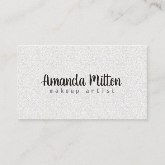Minimalistische Elegante Textuur Witte Make-up Art Visitekaartje (Voorkant)