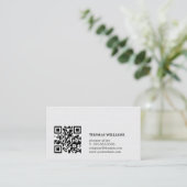 Minimalistische elegante textuur witte QR advocaat Visitekaartje (Staand voorkant)