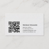 Minimalistische elegante textuur witte QR advocaat Visitekaartje (Voorkant)