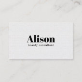 Minimalistische Elegante Textuur Witte Schoonheid  Visitekaartje (Voorkant)
