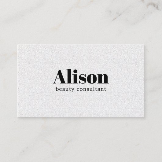 Minimalistische Elegante Textuur Witte Schoonheid  Visitekaartje (Voorkant)