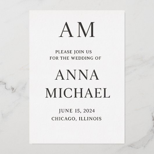 Minimalistische Elegante Trouw Uitnodiging – Luxe  (Voorkant)