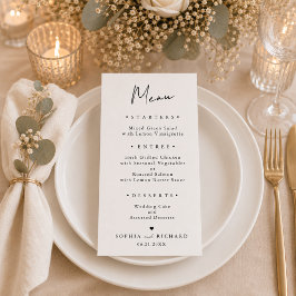 Minimalistische Elegante Trouwdag Menu