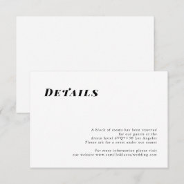 Minimalistische elegante trouwdetails kaart