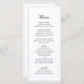 Minimalistische Elegante Trouwdiner Menu (Voorkant / Achterkant)