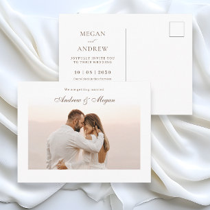 Minimalistische elegante trouwfoto  briefkaart