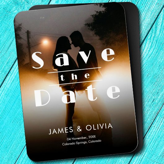 Minimalistische elegante trouwfoto save the date magneet