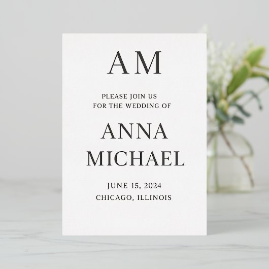 Minimalistische Elegante Trouwkaart – Luxe Stijl Folie Uitnodiging (Staand Voorkant)
