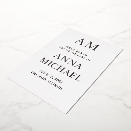 Minimalistische Elegante Trouwkaart – Luxe Stijl Folie Uitnodiging (Gedraaid)