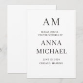 Minimalistische Elegante Trouwkaart – Luxe Stijl Kaart (Voorkant / Achterkant)