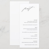 Minimalistische Elegante Trouwmenu Kaart (Voorkant / Achterkant)