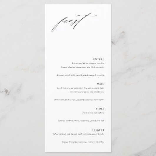 Minimalistische Elegante Trouwmenu Kaart (Voorkant)