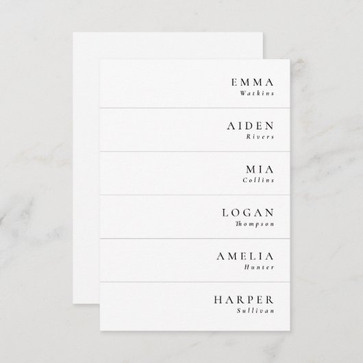 Minimalistische Elegante Trouwnaam Plaats Kaarten (Voorkant / Achterkant)