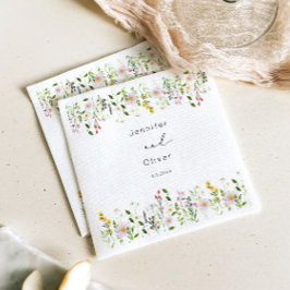 Minimalistische elegante trouwscript met wilde blo servet