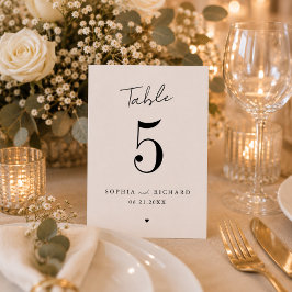 Minimalistische Elegante Trouwtafel Nummerkaart Kaart