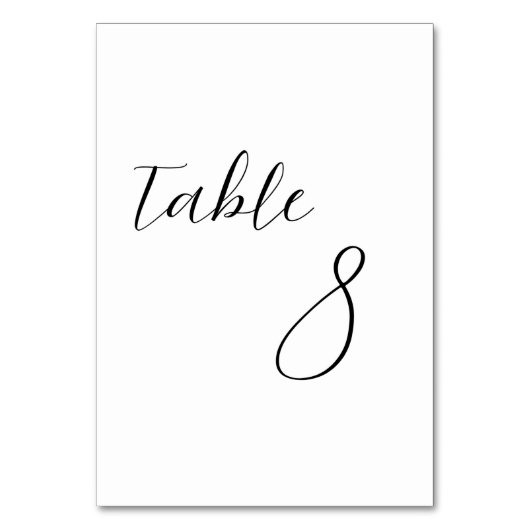 Minimalistische Elegante Trouwtafel Nummerkaart Kaart (Voorkant)
