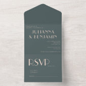 Minimalistische Elegante Turquoise en Blush Art De All In One Uitnodiging (Binnen)