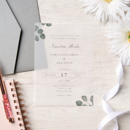 Minimalistische Elegante Tweetalige Spaanse Bruilo Vellum Uitnodigingen