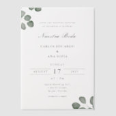 Minimalistische Elegante Tweetalige Spaanse Trouwd Vellum Uitnodigingen (Voorkant)