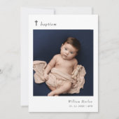 Minimalistische Elegante Typografie Baby Fotodoop Kaart (Voorkant)