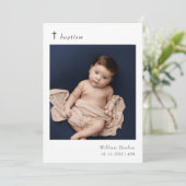 Minimalistische Elegante Typografie Baby Fotodoop Kaart (Staand voorkant)
