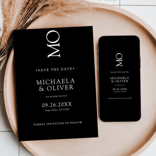 Minimalistische elegante typografie Monogram bruil Save The Date
