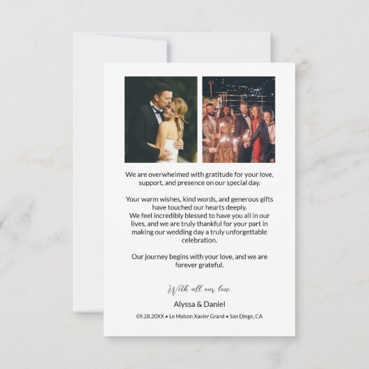 Minimalistische Elegante Typografie Trouwfoto's Bedankkaart (Achterkant)
