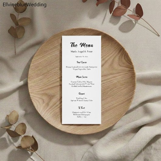 Minimalistische Elegante Typografie Trouwmenu Menu