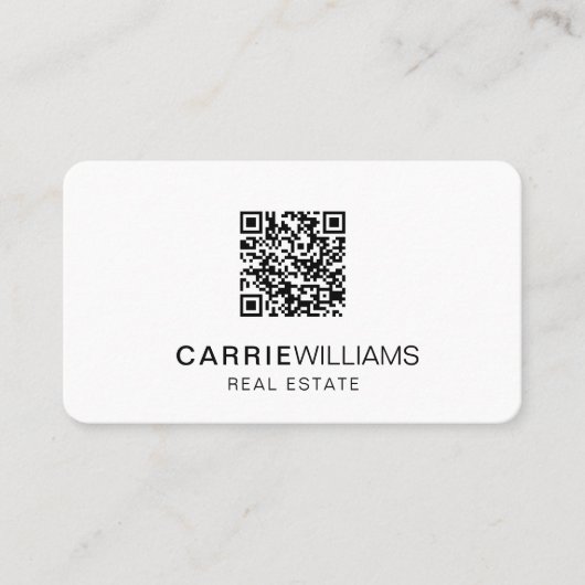 Minimalistische Elegante Vastgoedmakelaar QR Code Visitekaartje (Voorkant)