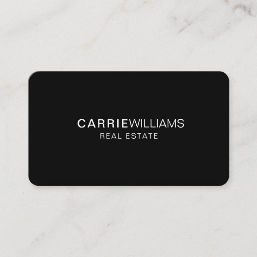 Minimalistische elegante vastgoedmakelaar zwart visitekaartje (Voorkant)