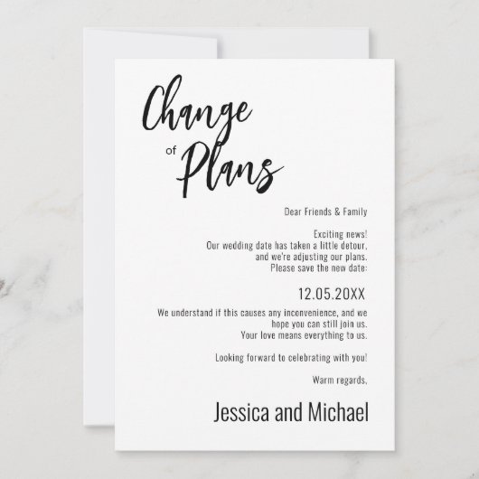 💍 Minimalistische Elegante verandering van planne Save The Date (Voorkant)