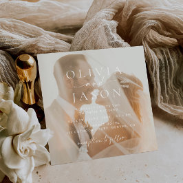 Minimalistische elegante vierkante foto bruiloft kaart