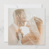 Minimalistische elegante vierkante foto bruiloft kaart (Voorkant)