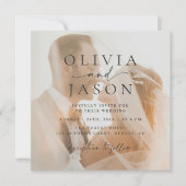 Minimalistische elegante vierkante foto bruiloft kaart (Voorkant)