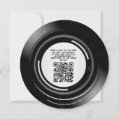 Minimalistische Elegante  Vinyl Record QR Wedding Kaart (Achterkant)