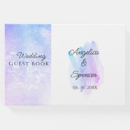 Minimalistische elegante waterverf blauw paarse br gastenboek