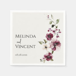 Minimalistische Elegante Waterverf Bloemen Servet